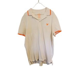 American Eagle Outfitters Mens XL White  Trim Classic Fit Polo Shirt Eagle Logo